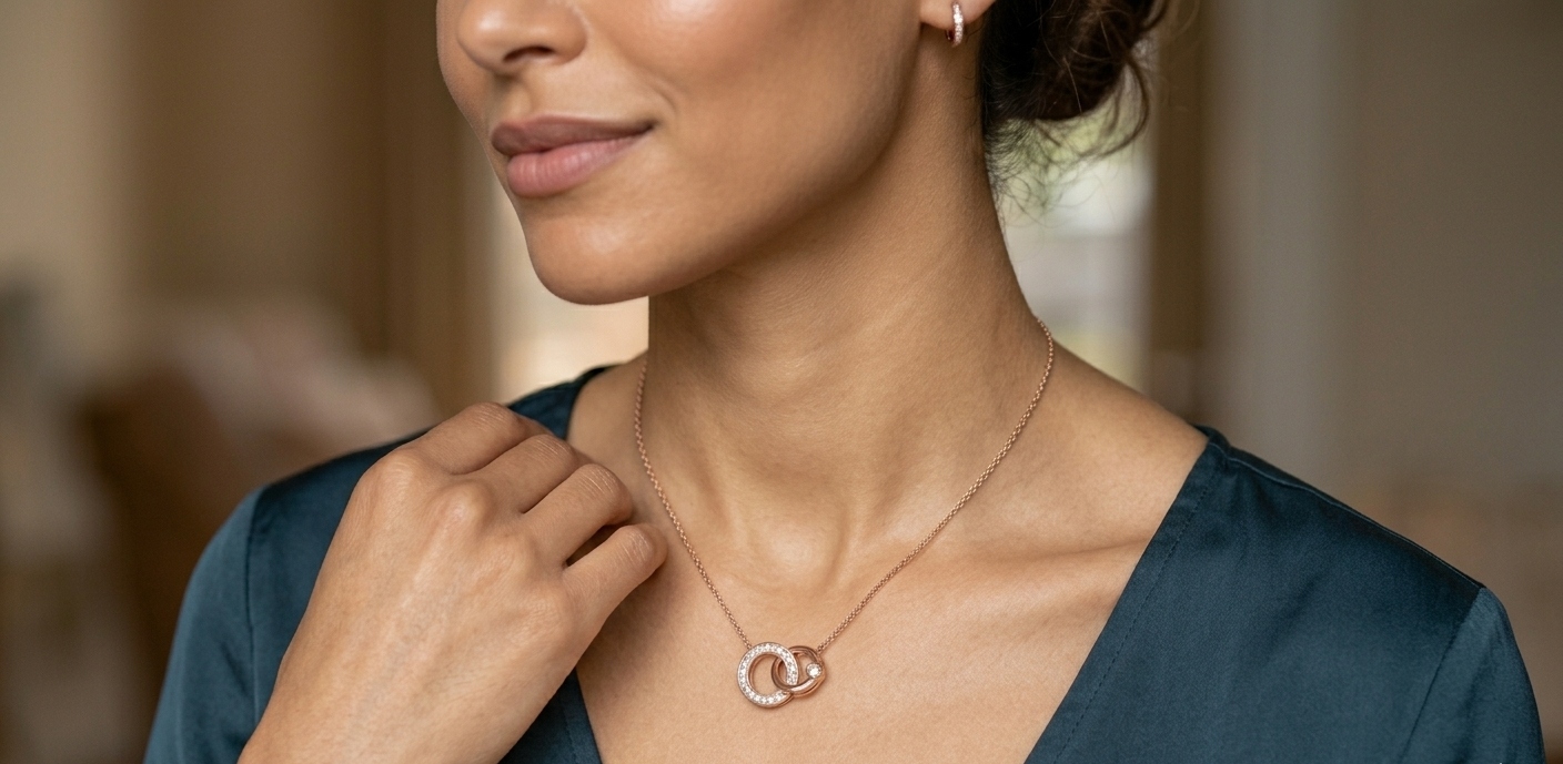 Stainless steel Double Ring Necklace